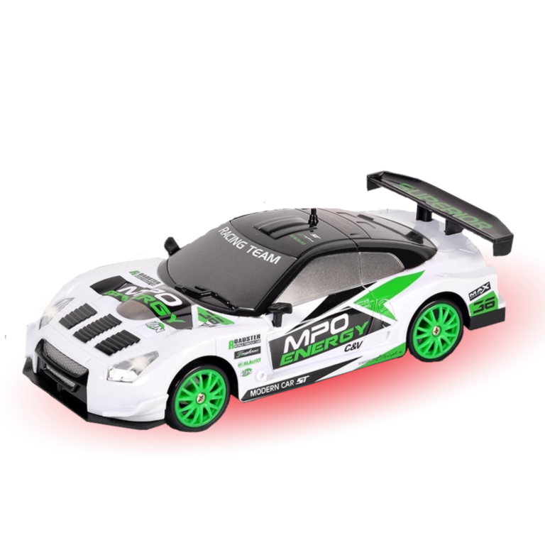 White and green sports rc drift car