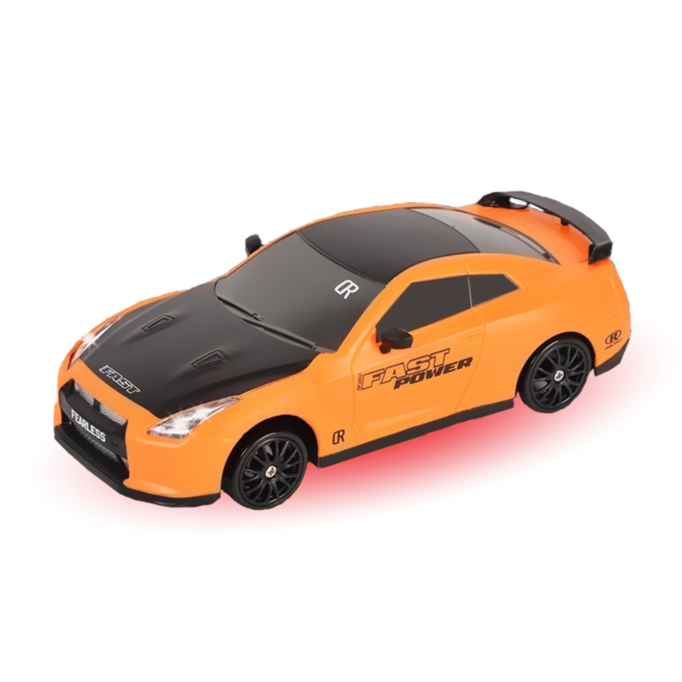 Orange drift car with black hood